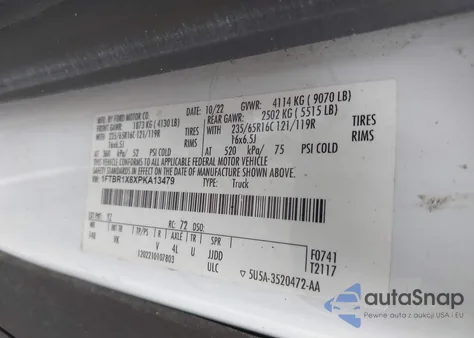 2023 Ford Transit T-250 z USA, uszkodzony, nr VIN 1FTBR1X8XPKA13479